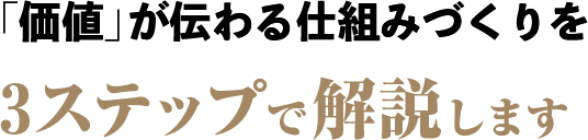 「価値」が伝わる仕組みづくりを3ステップで解説します